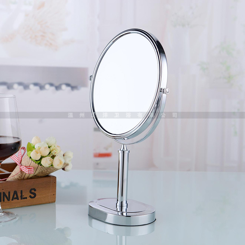 五金梳妆镜 三倍放大台式双面美容镜  立式化妆台式双面镜子