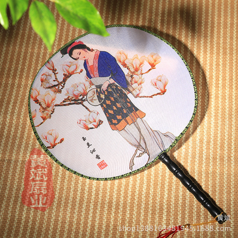 扇子批发/古典小号圆形宫扇团扇/舞蹈扇/婚庆摄影道具扇产品图