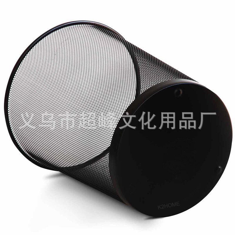 厂家直销 创意居家办公收纳用品铁丝网彩色环保圆形垃圾桶废纸篓详情图3