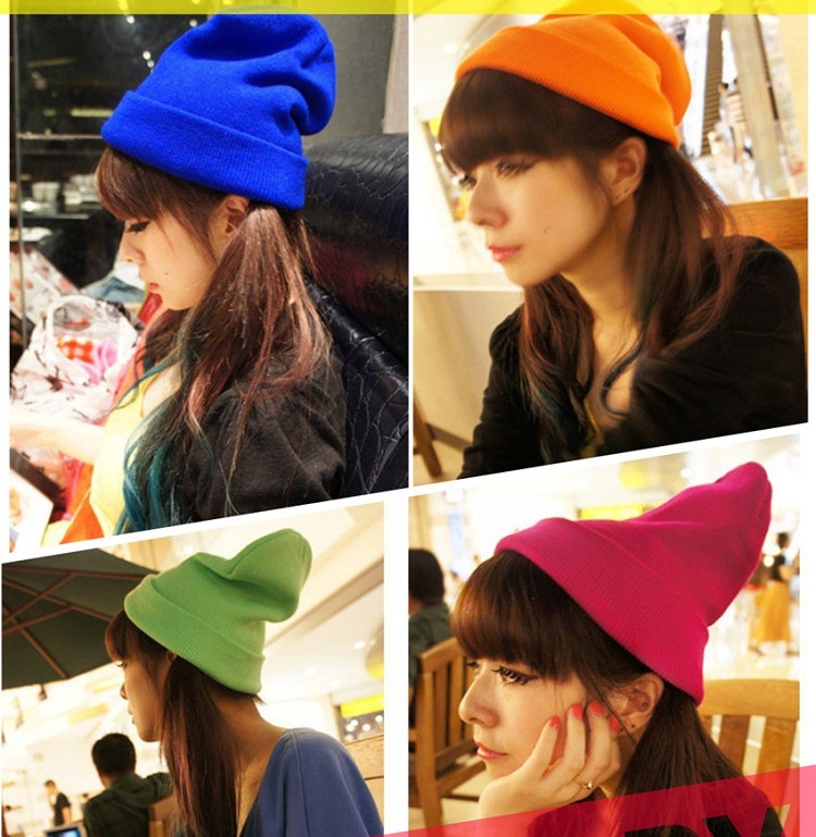 2023 Hip Hop Woolen Hats Hipster Men And Women Harajuku Fluorescent Hat Fall And Winter Candy Color Knitted Hat Factory Direct Sales Specification drawing