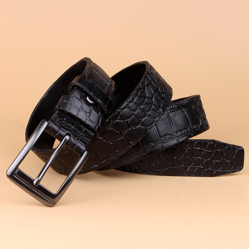 Leather Belt Leather Crocodile Print Business Casual Korean Fashion With Formal Needle Buckle Waist Lead Layer Leather Belt Specification drawing