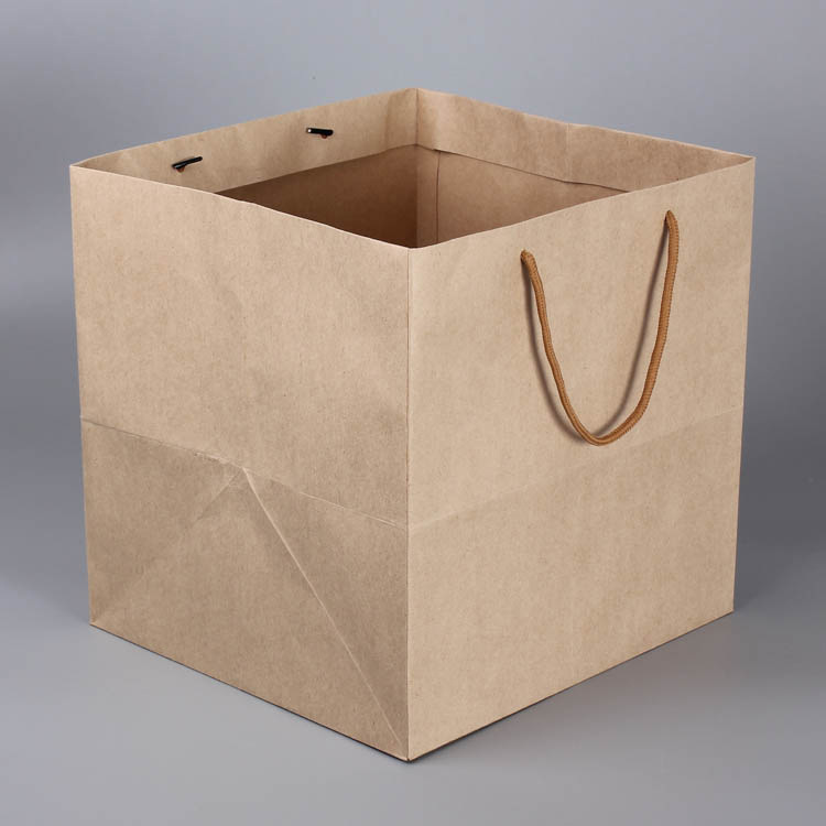 Professional custom-made square-bottom paper bags, square eco-friendly kraft hand-held paper bags, factory direct sales and wholesale details Picture