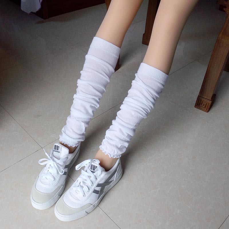 Spring and summer ultra-thin transparent sun protection thigh-high socks, knee-length knitted yoga, dance, cycling socks, air-conditioned room warmth and leg protection