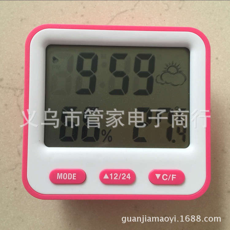 大屏幕电子温湿度计 家用室内温度 计温湿度表 农历闹钟显示详情图2