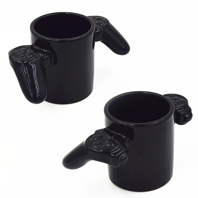 跨境创意游戏机造型杯黑色游戏手柄杯不规则形咖啡陶瓷杯一件代发