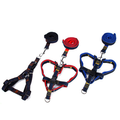 Manufacturers Direct Denim Sewing Fabric Pet Chest Back Lead Rope Thickened Wear-Resistant Quality Dog Rope Dog Rope Pet details Picture