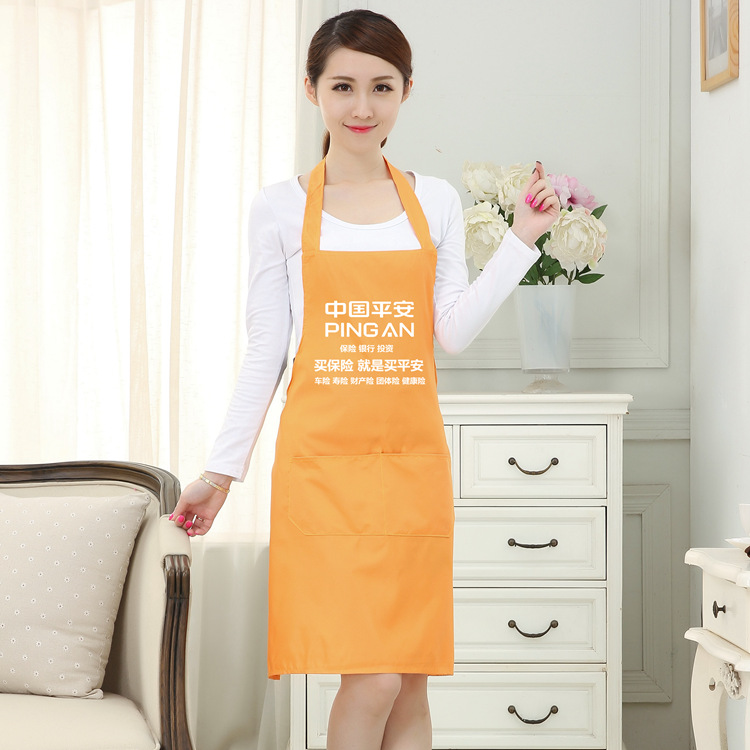 Korean Version Advertising Apron Polyester Printing Logo Home Kitchen Foreign Trade Waists Waiter Solid Color Work Apron Production Specification drawing