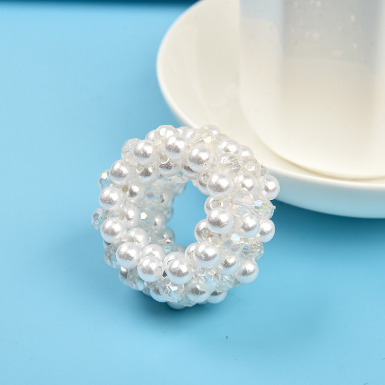 ins pearl hair bands in stock for wholesale, women's ponytail bands, headwear, silk scarves, rubber bands, hair ties and hair accessories details Picture