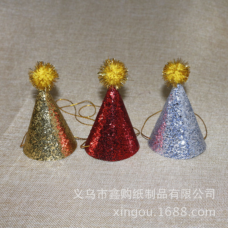 Manufacturers Direct Ball Pom Pom Pom Children Adult Party Pointy Hat Round Penalty Hat Birthday Hat Party Paper Hat details Picture