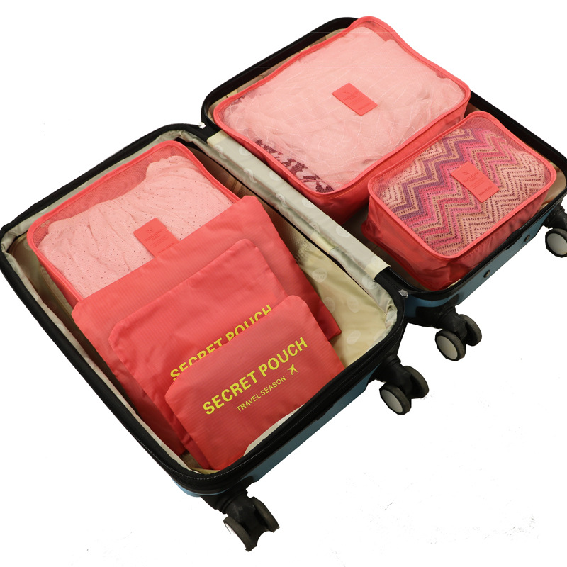 大号韩国旅行收纳袋整理包六件套行李箱衣物加厚细网衣物分装包S