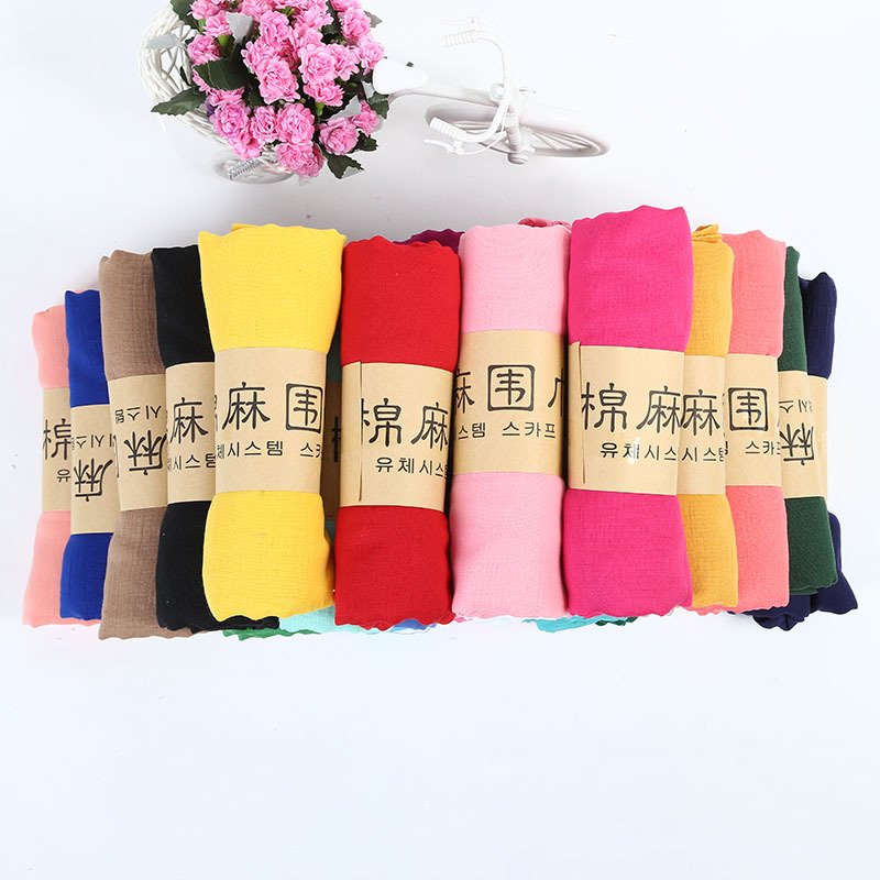 Cross-Border Korean Version Of Women's Cotton And Hemp Scarf Seaside Trip Autumn Beach Sun Shawls Air Conditioning Scarves Hot Sale Application Scenario