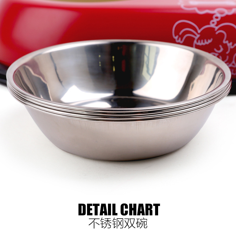 Wholesale special offer on dog bowls, double bowls, stainless steel anti-slip pet bowls, and lacquered pet food bowls Item Picture