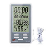 新品 DC802室内室外温度计 温湿度计 显示日历时间星期 闹钟功能