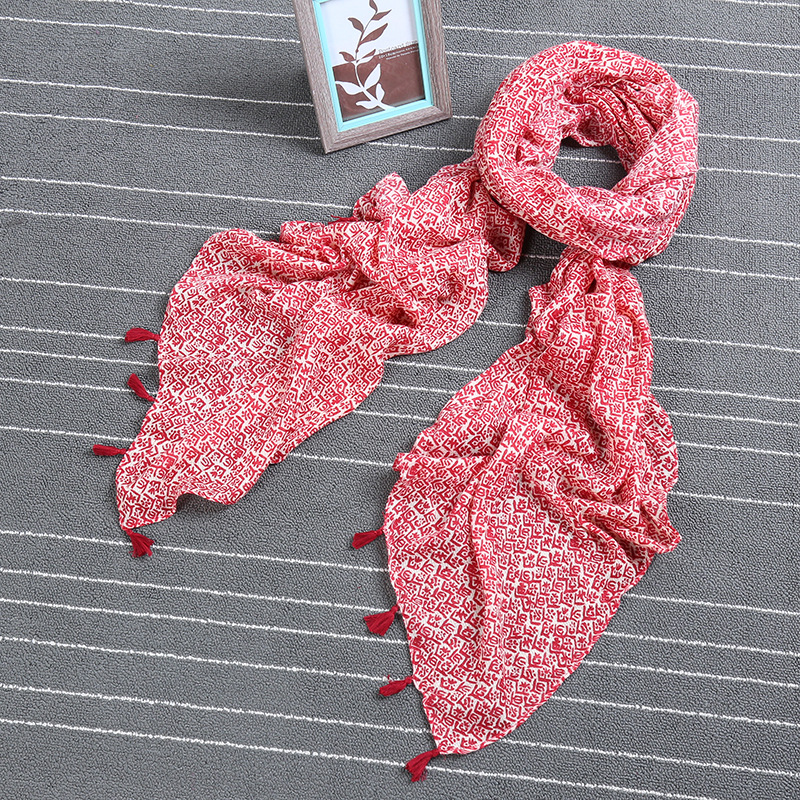 Summer Beach Sunblock Silk Scarf Desert People Cotton National Wind Shawl Scarf Dual-Purpose Scarf Women Beach Towel Foreign Trade Item Picture