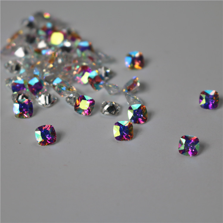 Square Spot White Ab Color Zircon Necklace Jewelry Inset Accessories Imitation Diamond Diy Clothing Accessories Bare Stone Wholesale details Picture