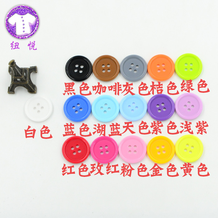 New Joy resin buttons, high-end colored candy-colored buttons, children's handmade kindergarten stickers, flower materials, shirt buttons Application Scenario
