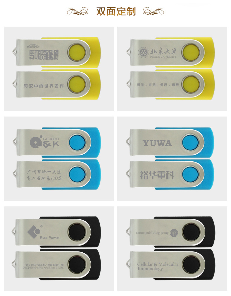 USB3.0128G礼品创意旋转个性优盘64g32g16g8g企业刻字logo批发u盘 pic 21