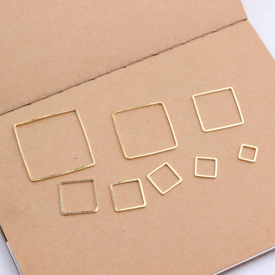 diy Korean-style copper jewelry accessories: Minimalist geometric shape earrings, pendants, and K-gold square pendants details Picture