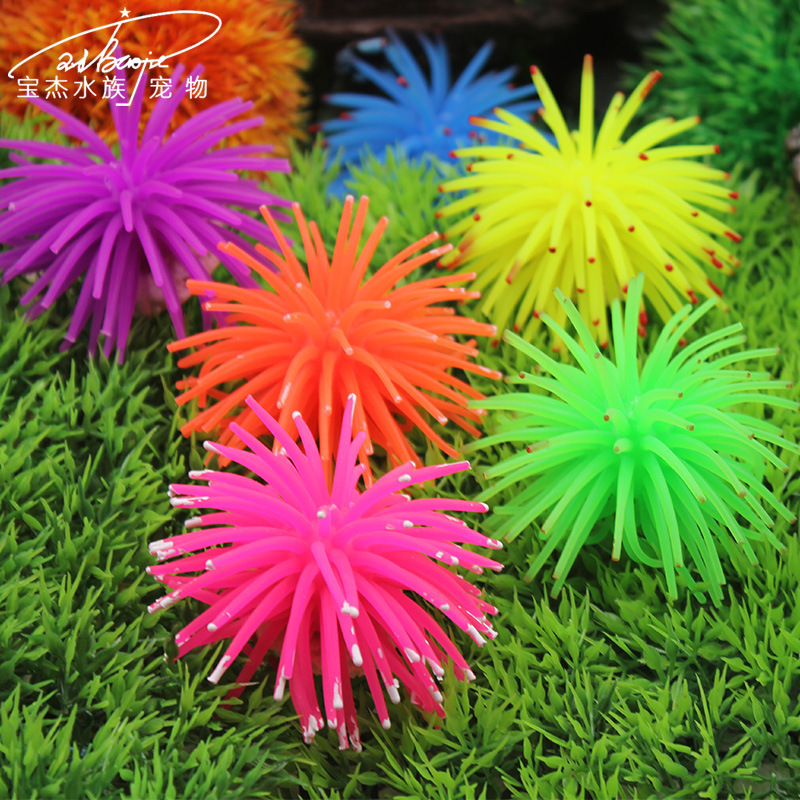 Fish tank simulation aquatic plants, corals, soft ornamental fish, large sea urchin balls, aquarium supplies, landscape decoration, foreign trade