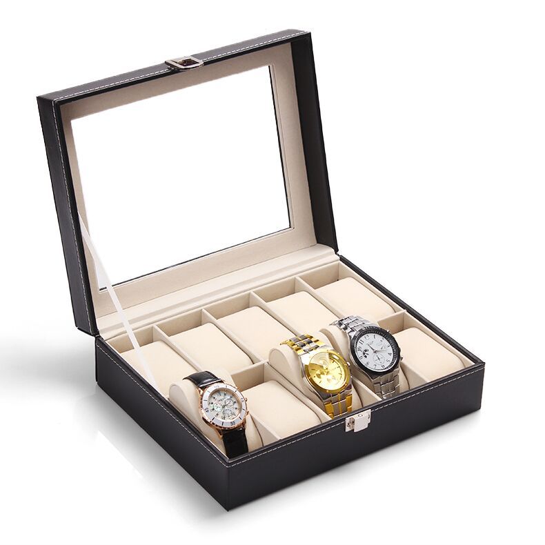奇韵10位手表箱手表收纳盒表盒手表箱首饰箱手表展示箱精致锁扣