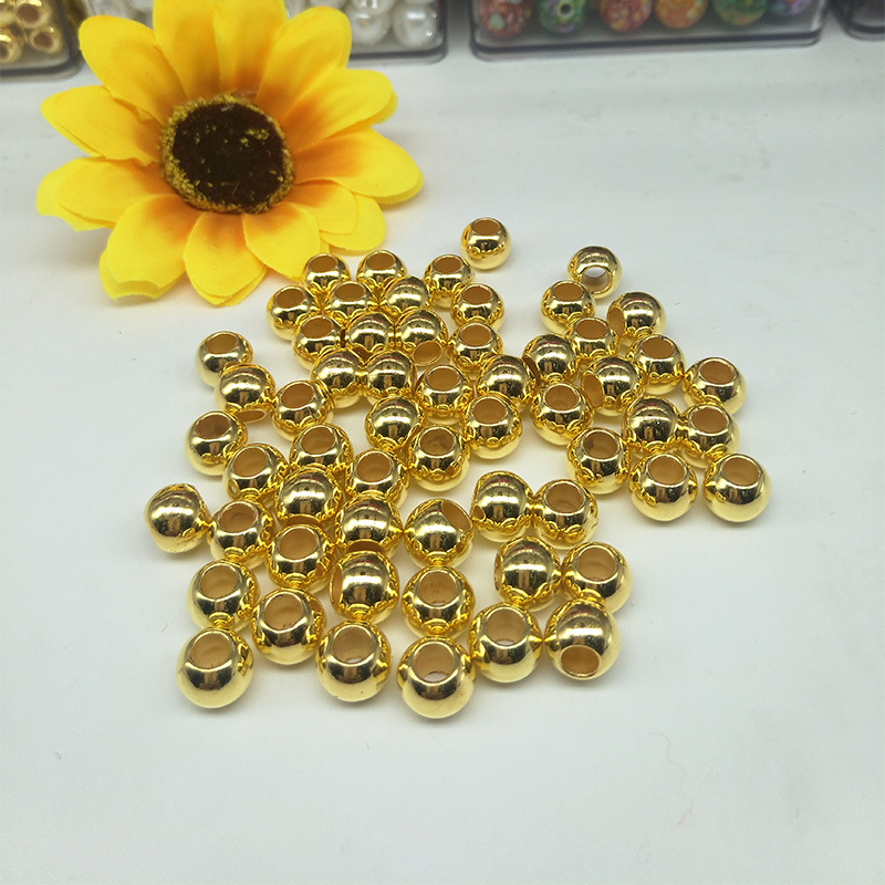 Round half-hole beads, gold and silver, teapot lid bead head decoration, rubber band ring accessories, hand-strung beads, acrylic Application Scenario