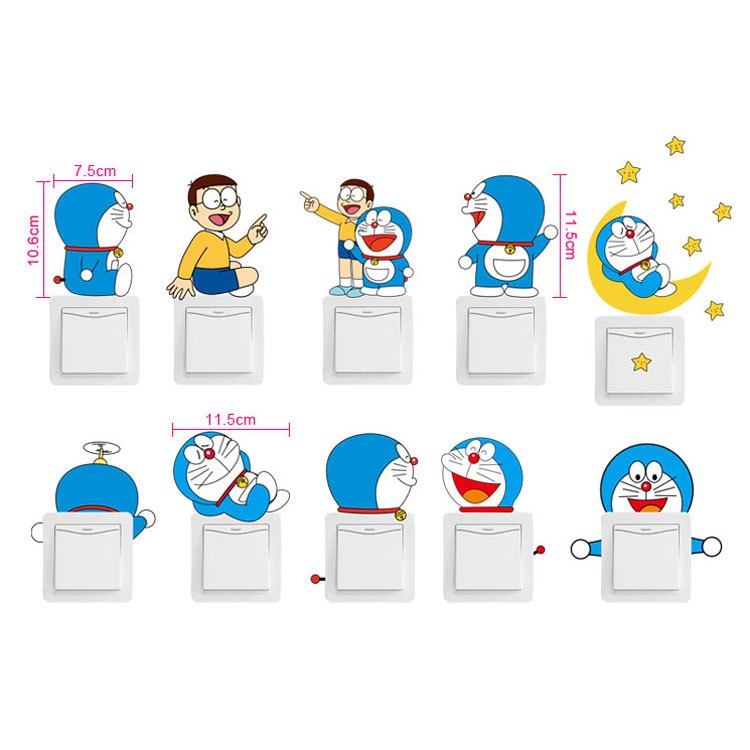 A set of 10 Doraemon switch stickers everywhere stick creative cute anime wall stickers socket stickers KG3003