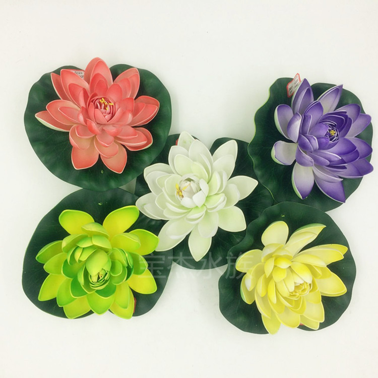 Medium-sized artificial lotus flowers, water lilies, artificial flowers and artificial flowers float on the water surface for fish tank aquarium decoration performance props