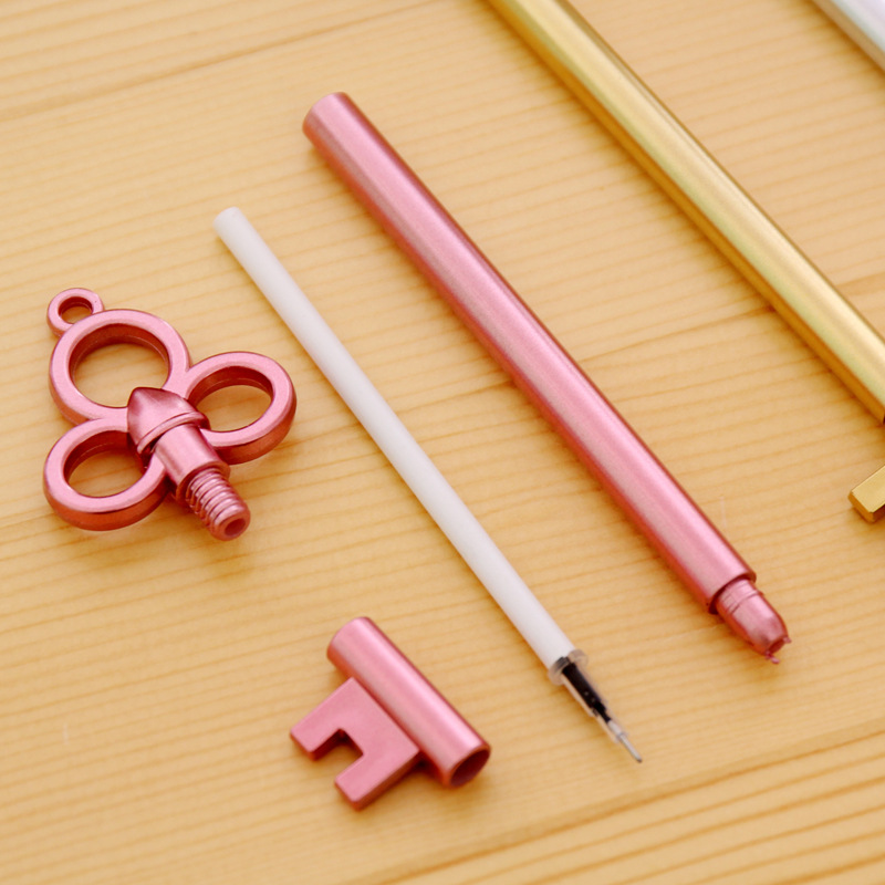 Korean Creative Student Stationery Pen Retro Gold Key Neutral Pen Metallic Black Signature Pen Specification drawing