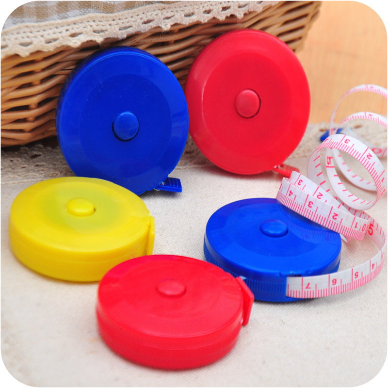 Candy-colored plastic telescopic tape measure, 1.5-meter soft leather tape measure, cute mini round tape measure