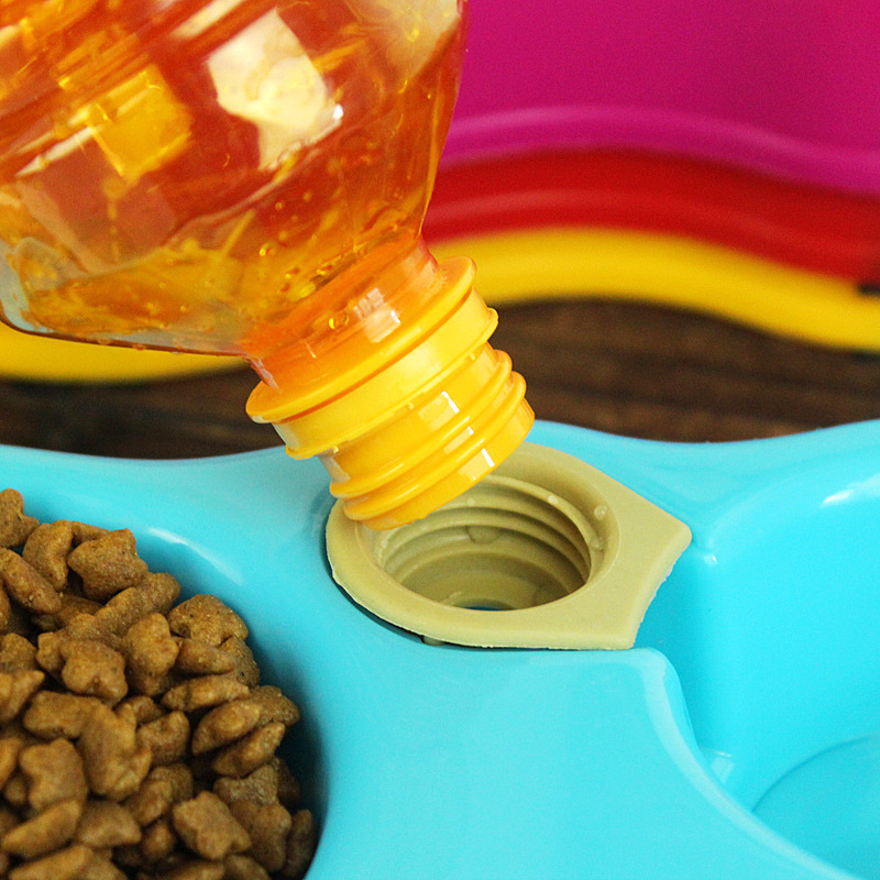 可插水瓶/宠物食盆/狗碗猫狗双碗/塑料狗盆/宠物用品/批发出口细节图