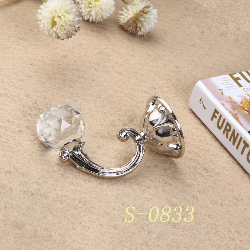 厂家窗帘挂钩墙钩圆球小水晶墙钩衣帽钩壁钩壁挂窗帘配件装饰直销