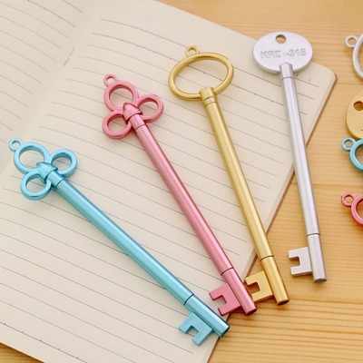 Korean Creative Student Stationery Pen Retro Gold Key Neutral Pen Metallic Black Signature Pen