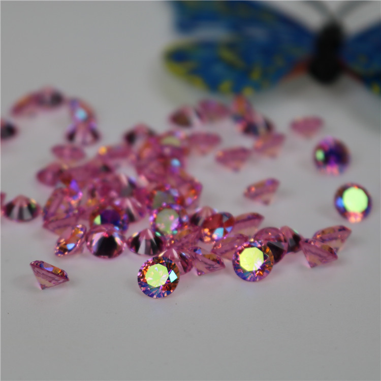 Round Spot Pink Ab Color Zircon Necklace Inset Accessories Imitation Diamond Bare Stone Diy Accessories Wholesale Specification drawing