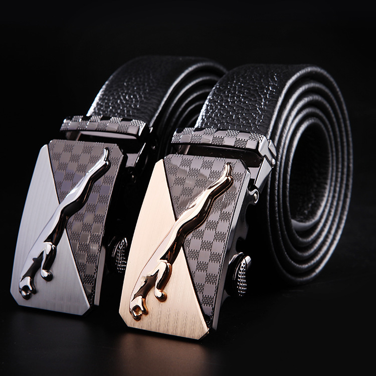 Manufacturers Directly For Men's Leather Belt Automatic Buckle Business Belt Men's First Layer Cowhide Soft Belt Wholesale details Picture