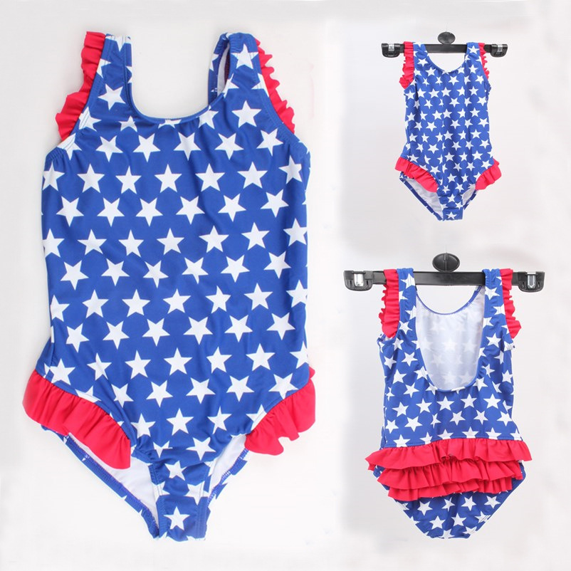 Baby Swimsuit Nylon Laika Children American Flag 12345 Year Old Baby Swimming Body Wholesale