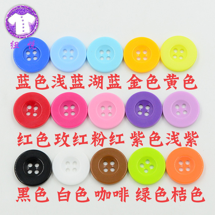 Creative diy button resin wide-edge four-eye buttons, round shirt buttons, colorful button clothing accessories Application Scenario