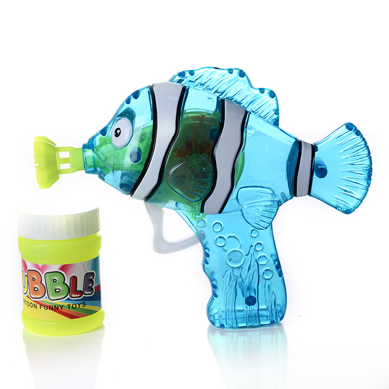 Children's Manual Clown Ocean Fish Light Spray Paint Bubble Gun Environmental Protection Anti-Drop Bubble Machine Children's Stall Hot Play details Picture