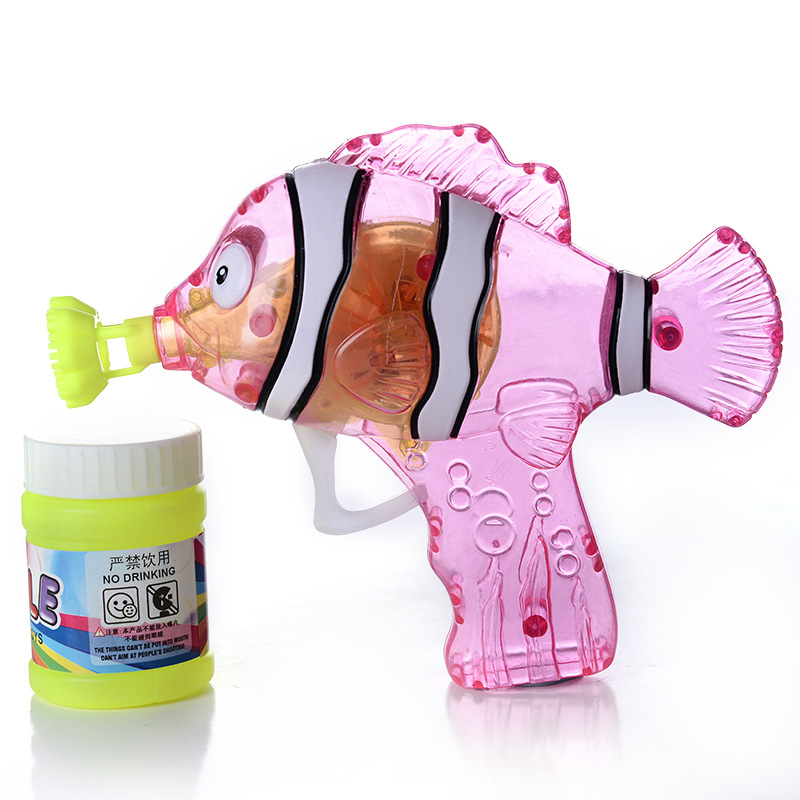 Children's Manual Clown Ocean Fish Light Spray Paint Bubble Gun Environmental Protection Anti-Drop Bubble Machine Children's Stall Hot Play Specification drawing