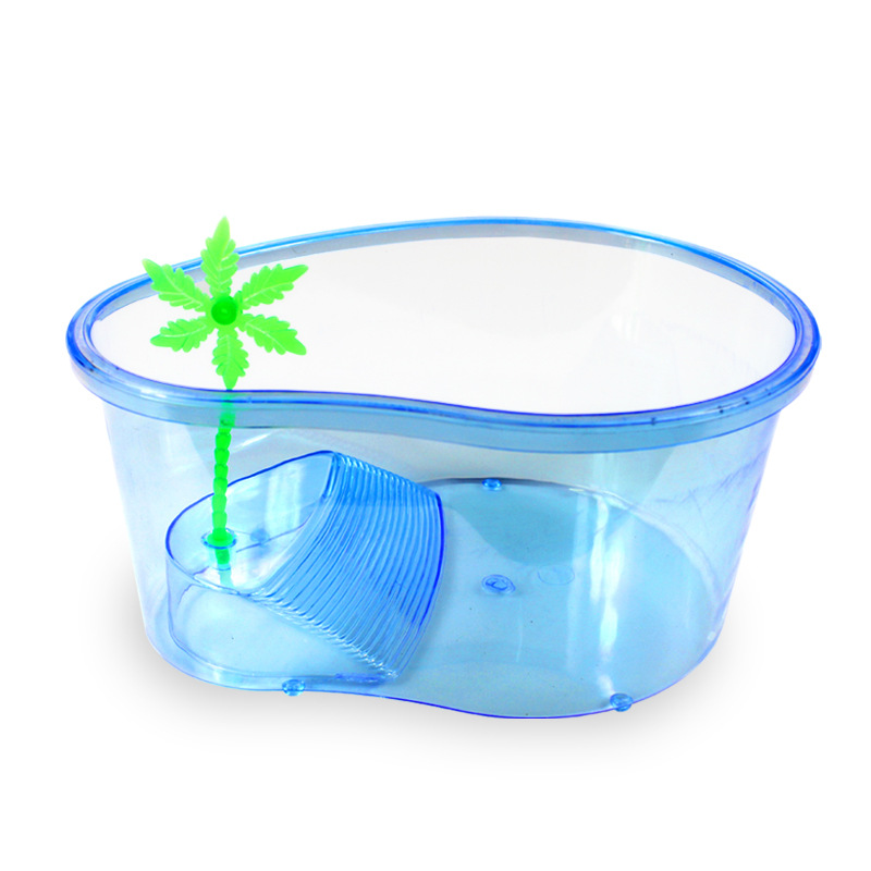 Turtle tank with balcony, fish tank, transparent plastic pet box, large and small ornamental goldfish tank, aquarium, ecological fish tank details Picture