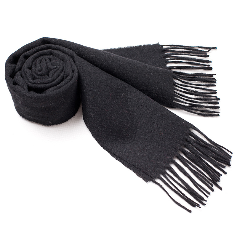 Hengyuanxiang Cashmere Scarf New Checkered Bib Thickened Annual Party Gift Embroidery Solid Color Warm Wool Scarf Item Picture