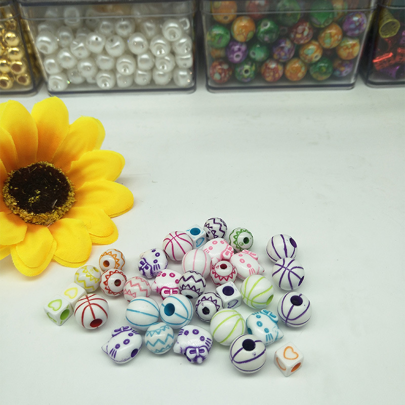 DIY solid-color beads, imitation beads, acrylic beads, electroplated beads, hand-strung beads details Picture