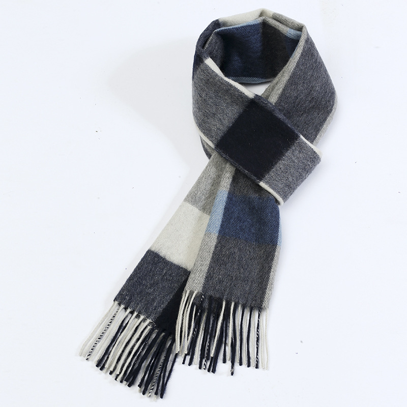 Hengyuanxiang Cashmere Scarf New Checkered Bib Thickened Annual Party Gift Embroidery Solid Color Warm Wool Scarf Specification drawing