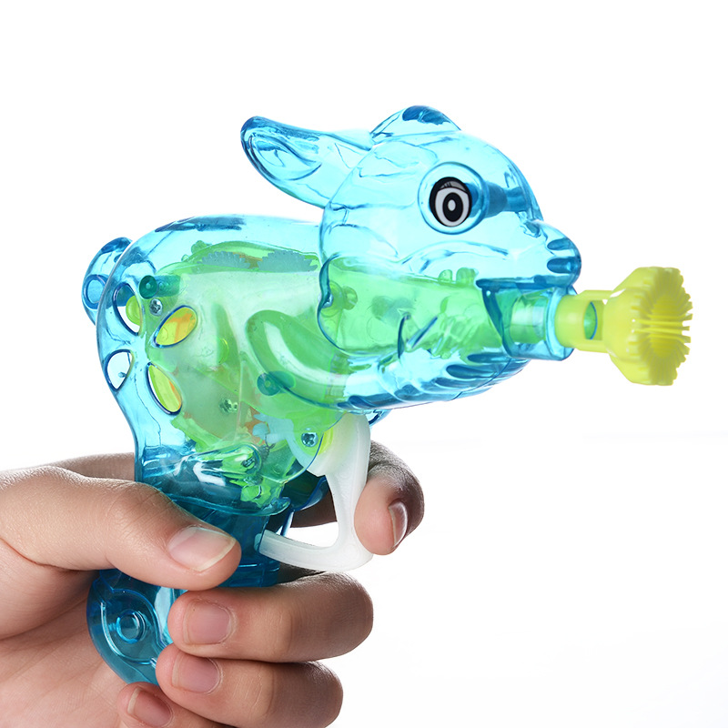Cross-Border Stalls Night Market Supply Children Holding Cute Rabbit Transparent Light Bubble Gun Summer Outdoor Toys details Picture