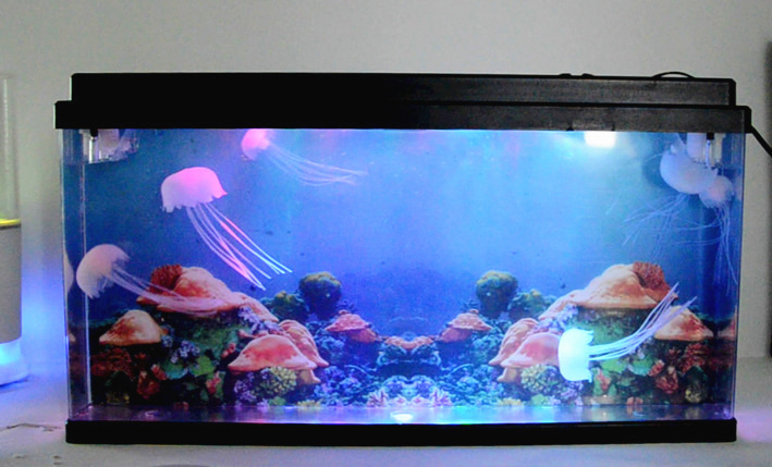 电子水母鱼缸 大号LED水母电子水母 神奇鱼缸水族灯水母娱乐器材