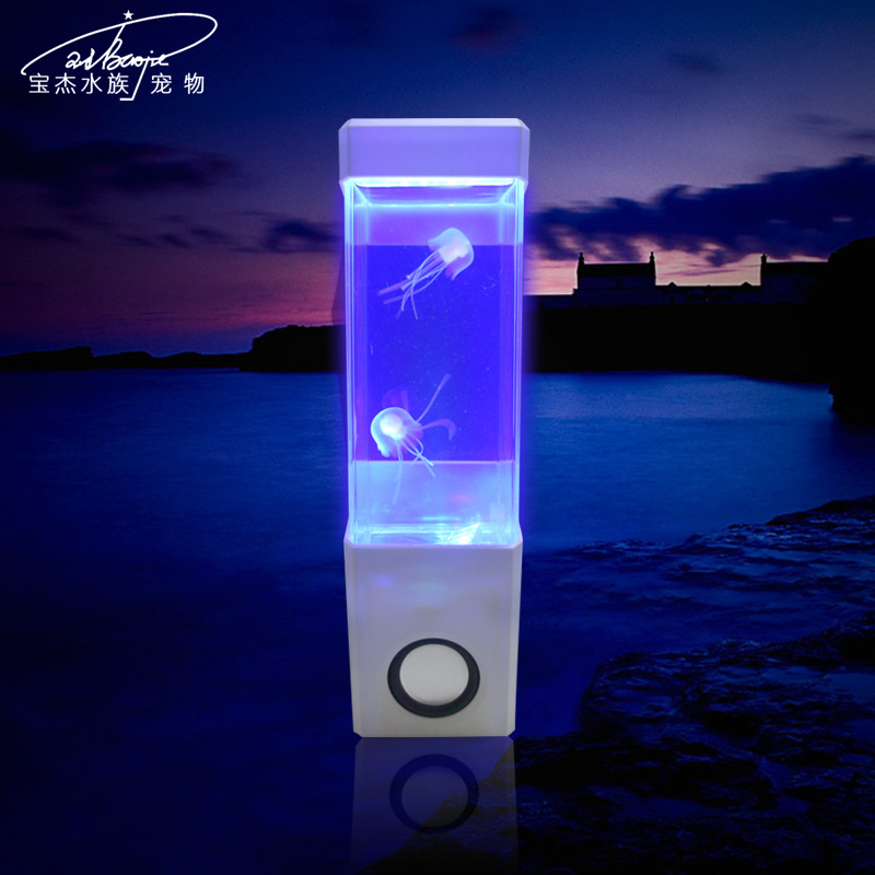 Creative acrylic fish tank aquarium, small led jellyfish light, colorful mini desktop aquarium, technology gift details Picture