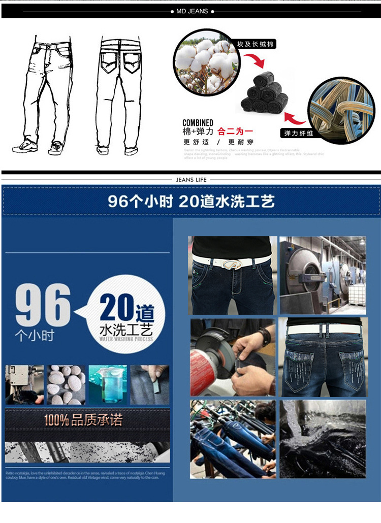 一件代发青少年牛仔裤男学生修身弹力小脚裤长裤子韩版潮男裤代理详情4