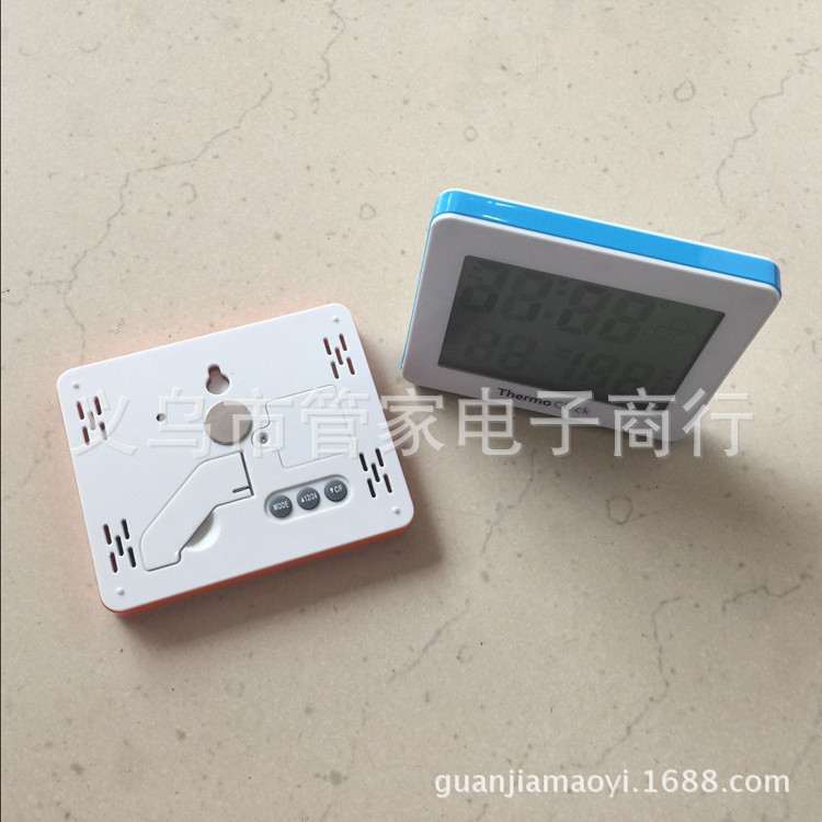 电子温湿度计 家用室内温度计 温湿度表 农历闹钟支架磁铁 BK855详情图3