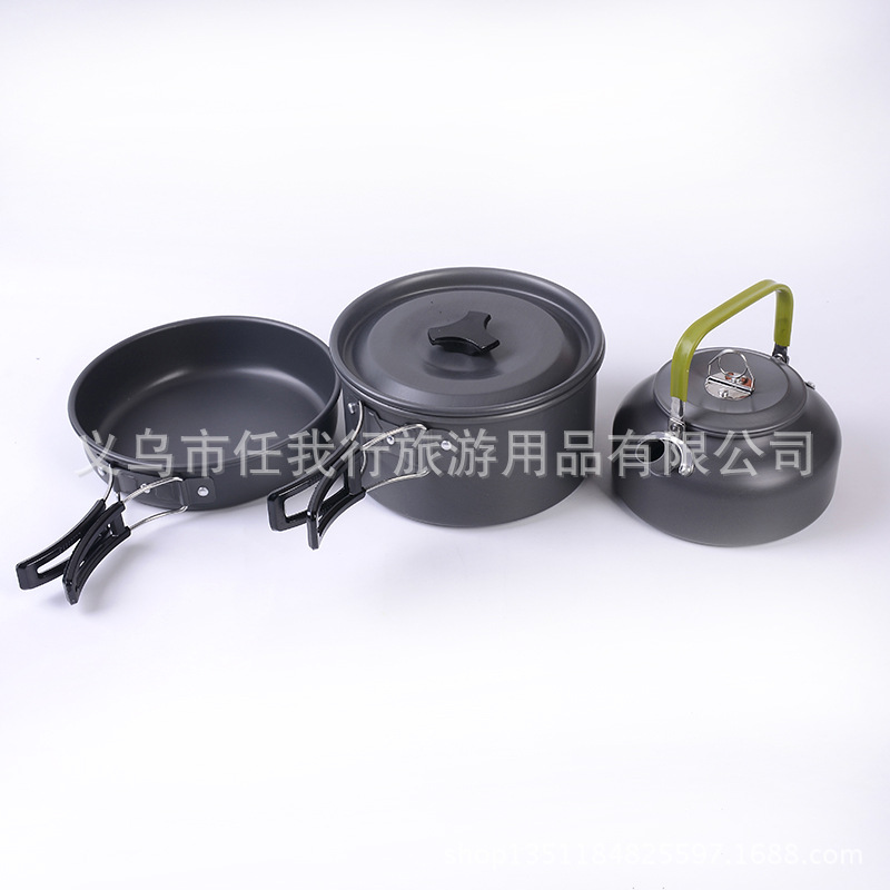 Ds308 Fashion Outdoor Camping Teapot Set Pot Combination Aluminum Oxide Outdoor Camping Stove Teapot Set Pot Specification drawing