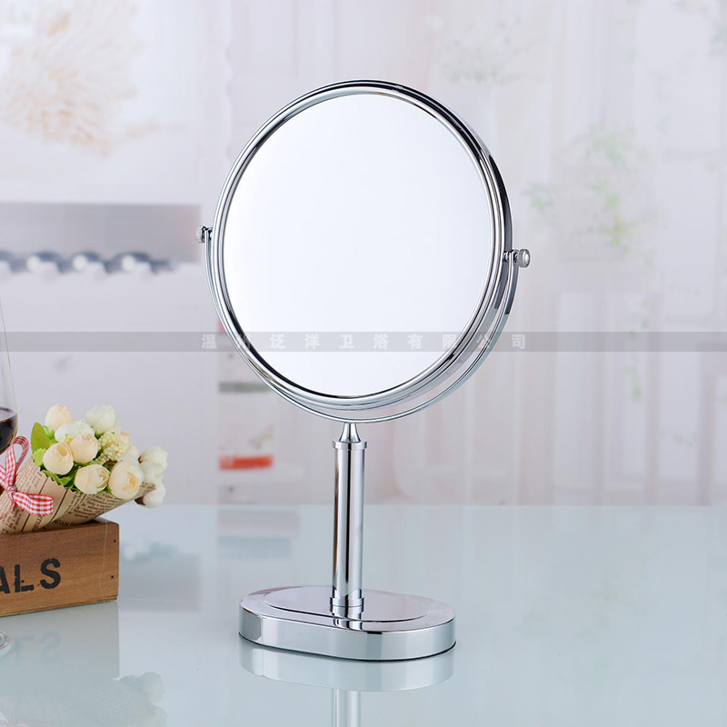 五金梳妆镜 三倍放大台式双面美容镜 立式化妆台式双面镜子详情图3