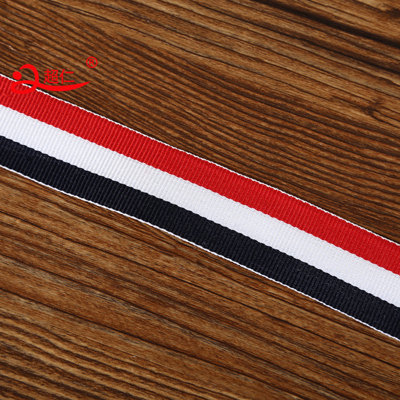 Three Colors With Red White Blue Polyester Intercolor Medal Ribbon Red White Navy Blue Scarf Bag Pants With Border Accessories Application Scenario